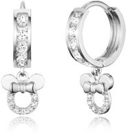 stunning 925 sterling silver rhodium plated channel cz mouse baby girl hoop huggie earrings – perfect blend of elegance and cuteness! logo