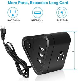 img 3 attached to Black PowerPort Cube with USB: Compact Small Power Strip with 3 Outlets and 3 USB Ports, Portable Design, 5.5 Ft Extension Cord, Ideal for Cruise Travel, Desktop Use and Child Safety