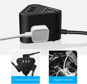 img 1 attached to Black PowerPort Cube with USB: Compact Small Power Strip with 3 Outlets and 3 USB Ports, Portable Design, 5.5 Ft Extension Cord, Ideal for Cruise Travel, Desktop Use and Child Safety