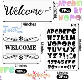 img 3 attached to 🎄 Set of 27 Christmas Stencils for Wood Painting - Welcome Home, Sweet Summer Time, Happy Spring, and More! Reusable Templates for Beautiful Seasonal Wood Signs