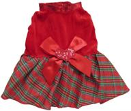 🐶 tangpan plaid skirt dog clothes with bow-knot - christmas pet costume santa dog dress logo