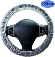🚗 pack of 100 universal disposable steering wheel covers - white plastic anti-dust films for car steering wheel protection логотип