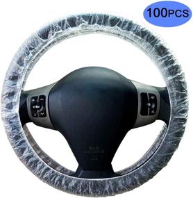 img 4 attached to 🚗 Pack of 100 Universal Disposable Steering Wheel Covers - White Plastic Anti-dust Films for Car Steering Wheel Protection