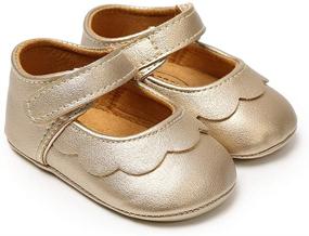 img 2 attached to Anti-Slip Rubber Sole Mary Jane Flats with Bow for Baby Girls - Princess Dress Shoes for Toddlers