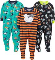 simple joys by carter's baby and toddler boys' 3-pack footed pajamas - loose fit & polyester jersey material logo