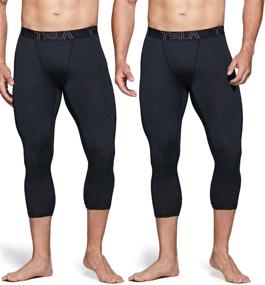 img 3 attached to 🏃 TSLA Men's Compression Running Leggings: Active Athletic Apparel