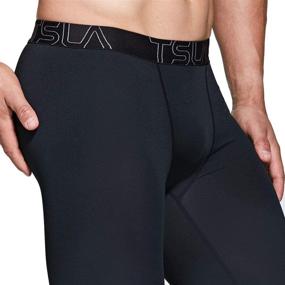 img 1 attached to 🏃 TSLA Men's Compression Running Leggings: Active Athletic Apparel