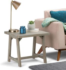 img 1 attached to 🛋️ SimpliHome Sawhorse Modern Industrial End Side Table in Distressed Grey - Solid Wood, 22" Wide - Ideal for Living Room and Bedroom