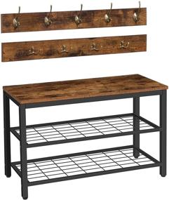 img 4 attached to 🎯 HOOBRO Coat Rack Shoe Bench Set with Coat Hooks, Entryway Organizer, Industrial Design, Easy Assembly, Rustic Brown and Black BF07MT01