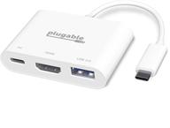 🔌 plugable usb c to hdmi multiport adapter: 3-in-1 usb c hub with 4k hdmi output, usb 3.0, usb-c charging port. compatible with macbook, chromebook, dell xps, thunderbolt 3 & more logo