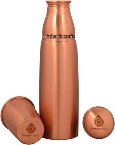 img 3 attached to 💧 Athavik Crafts Pure Ayurveda Copper Water Bottle: 34 Oz with Glass - The Ultimate Wellness Companion