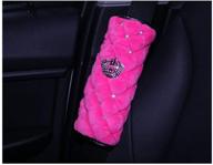 👑 siyibb soft plush car seat belt covers - crystal crown shoulder pads, pink (set of 2) logo