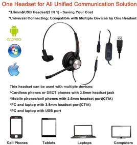 img 2 attached to 🎧 USB Computer Noise Cancelling Headset with Microphone for Laptop - Dragon Voice Recognition, Speech PC Headphone for Call Center Work - Monaural 3.5mm/USB Telework VoIP Softphone Headset for Zoom and Teams