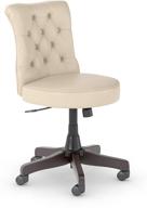 antique white leather mid back tufted office chair by bush furniture fairview logo