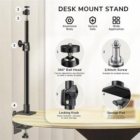 img 3 attached to 📷 Lemong Camera Desk Mount Stand with Ball Head - Adjustable 12.9-22 Inches Aluminum Alloy, Desk Clamp for Video Light, Ring Light, Panel Light, Webcam, Projector