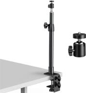 📷 lemong camera desk mount stand with ball head - adjustable 12.9-22 inches aluminum alloy, desk clamp for video light, ring light, panel light, webcam, projector logo