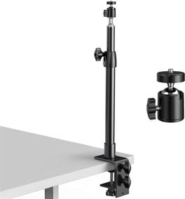 img 4 attached to 📷 Lemong Camera Desk Mount Stand with Ball Head - Adjustable 12.9-22 Inches Aluminum Alloy, Desk Clamp for Video Light, Ring Light, Panel Light, Webcam, Projector