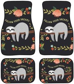 img 2 attached to 🏖️ PZZ BEACH Sloth 4Piece All-Season Rubber Floor Mat for Cars, SUVs and Trucks - Follow Your Dreams