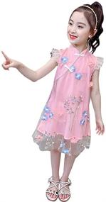 img 4 attached to 🌸 LittleSpring Chinese Dress: Exquisite Flower Embroidery Elevates Girls' Clothing Collection