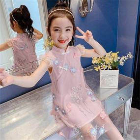 img 3 attached to 🌸 LittleSpring Chinese Dress: Exquisite Flower Embroidery Elevates Girls' Clothing Collection