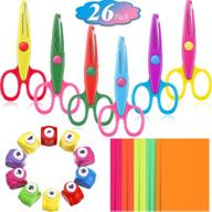 craft supplies set: 10 mini paper punch shapes, 6 decorative edge scissors, 10 colorful scrapbooking paper for card making, engraving, kid diy handmade logo