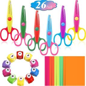 img 4 attached to Craft Supplies Set: 10 Mini Paper Punch Shapes, 6 Decorative Edge Scissors, 10 Colorful Scrapbooking Paper for Card Making, Engraving, Kid DIY Handmade