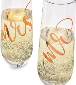 img 1 attached to 🥂 Personalized Stemless Champagne Flutes for Bride and Groom – Ideal for Wedding, Engagement, and Anniversary Gifts (Rose Gold, 9 oz)