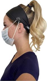 img 4 attached to Enhanced Comfort Headband for Nurses with Buttons | Moisture Wicking Sweat Band (Mask Not Included)