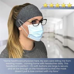 img 1 attached to Enhanced Comfort Headband for Nurses with Buttons | Moisture Wicking Sweat Band (Mask Not Included)