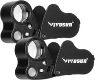🔍 vivosun 2-pack 30x 60x illuminated jewelers loupe magnifier with led light for jewelry gems watches coins stamps antiques – enhanced visibility (black) logo