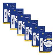 nivea recovery medicated lip care - broad spectrum spf 15 - unisex lip balm for chapped lips - pack of 6, 0.17 oz stick logo
