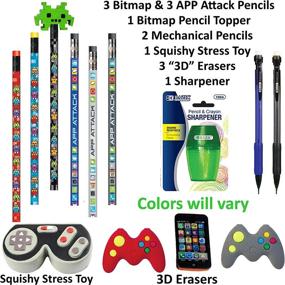 img 2 attached to Сумка для карандашей Kids Video Gamer с координирующими стационарными аксессуарами-Pencils