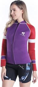 img 1 attached to 🌊 LayaTone Wetsuits Tops Women: 3mm Neoprene Jacket for Surf, Swim, Snorkeling, Canoe, Scuba Diving - Rash Guard Long Sleeves Swimwear