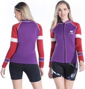 img 4 attached to 🌊 LayaTone Wetsuits Tops Women: 3mm Neoprene Jacket for Surf, Swim, Snorkeling, Canoe, Scuba Diving - Rash Guard Long Sleeves Swimwear