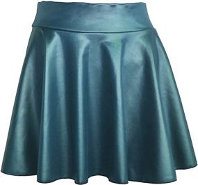 img 1 attached to 👗 Fashionable Faux Leather Circle Mini Skater Skirt for Women - TOOTO Casual A-Line Pleated Stretchy Design