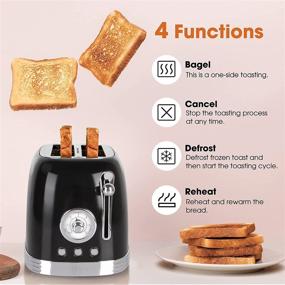 img 3 attached to 🍞 CROWNFUL Retro Stainless Steel 2-Slice Toaster with Extra Wide Slots, Bagel Function, Cancel, Defrost, Reheat Settings, 6-Shade Selection, and Removable Crumb Tray - Includes Slots Cover and Grill Stand