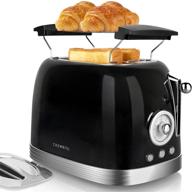 🍞 crownful retro stainless steel 2-slice toaster with extra wide slots, bagel function, cancel, defrost, reheat settings, 6-shade selection, and removable crumb tray - includes slots cover and grill stand logo