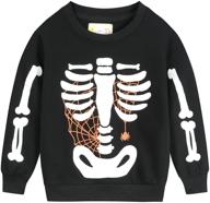 👻 glowing trick or treat: toddler boys girls halloween sweatshir skeleton pumpkin ghost shirt - long-sleeve kids tops (2-7 years) logo