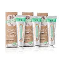 get fresh breath on the go with dr. ginger's coconut oil toothpaste - 3 travel size packs (coconut mint flavor) logo