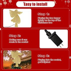 img 1 attached to 🌟 Sparkling Gold Angel Topper: Lighted 3D Rotating LED Projector for Magical Christmas Tree Decoration