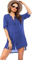 👙 ekouaer women's button down swimsuit cover up shirt - v-neck beach bikini beachwear, s-3xl logo