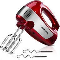 🍰 redmond electric hand mixer - 5-speed 300w power handheld kitchen mixer with turbo mode and attachments (2 beaters, 2 dough hooks) - ideal cake mixer for baking - vibrant red логотип