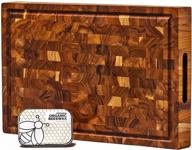 🪵 ziruma end grain prime teak wood cutting board: superior quality 17x11 x 1.5 in butcher block, treated with beeswax and natural oils - includes 2oz of wood moisturizer logo