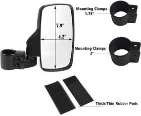 img 3 attached to 🔍 SPAUTO боковые зеркала для UTV (комплект из 2 шт.) - 1.6" - 2" каркас-ролл-кейдж, универсальное заднее зеркало для UTV, прочное противоударное закаленное стекло.