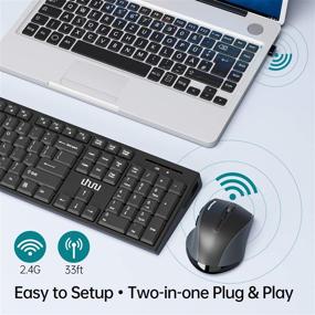 img 3 attached to 🖥️ Беспроводная клавиатура и мышь UHURU в комплекте с ковриком для ноутбука/пк - Полноразмерные, длительное время работы от батареи.
