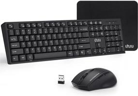 img 4 attached to 🖥️ Беспроводная клавиатура и мышь UHURU в комплекте с ковриком для ноутбука/пк - Полноразмерные, длительное время работы от батареи.