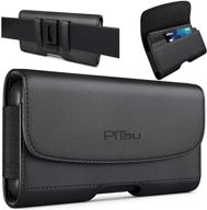 📱 pitau belt holster for iphone 13 pro max, 12 pro max, 11 pro max, xs max - belt case with belt clip, belt loops, & card slot - fits large apple iphone max with case, black logo