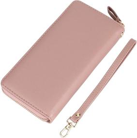 img 1 attached to 👜 Pink Cynure Women's Large Leather Card Organizer Zipper Long Wristlet Checkbook Clutch Wallet: Organize in Style!