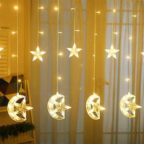 img 2 attached to 🌟 Decorate with Elegance: Twinkle Star 138 LED Star Moon Curtain String Lights, USB Powered with Remote Control - Perfect for Ramadan, Christmas, Wedding, Party, Home, Patio Lawn - Warm White