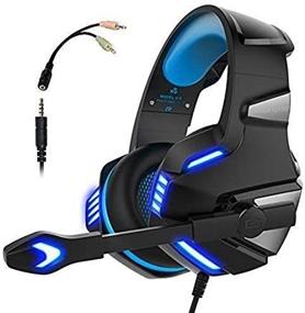 img 3 attached to Gaming Headset for PS4 Xbox One - Mic Stereo Surround Noise Reduction LED Lights Volume Control - Blue